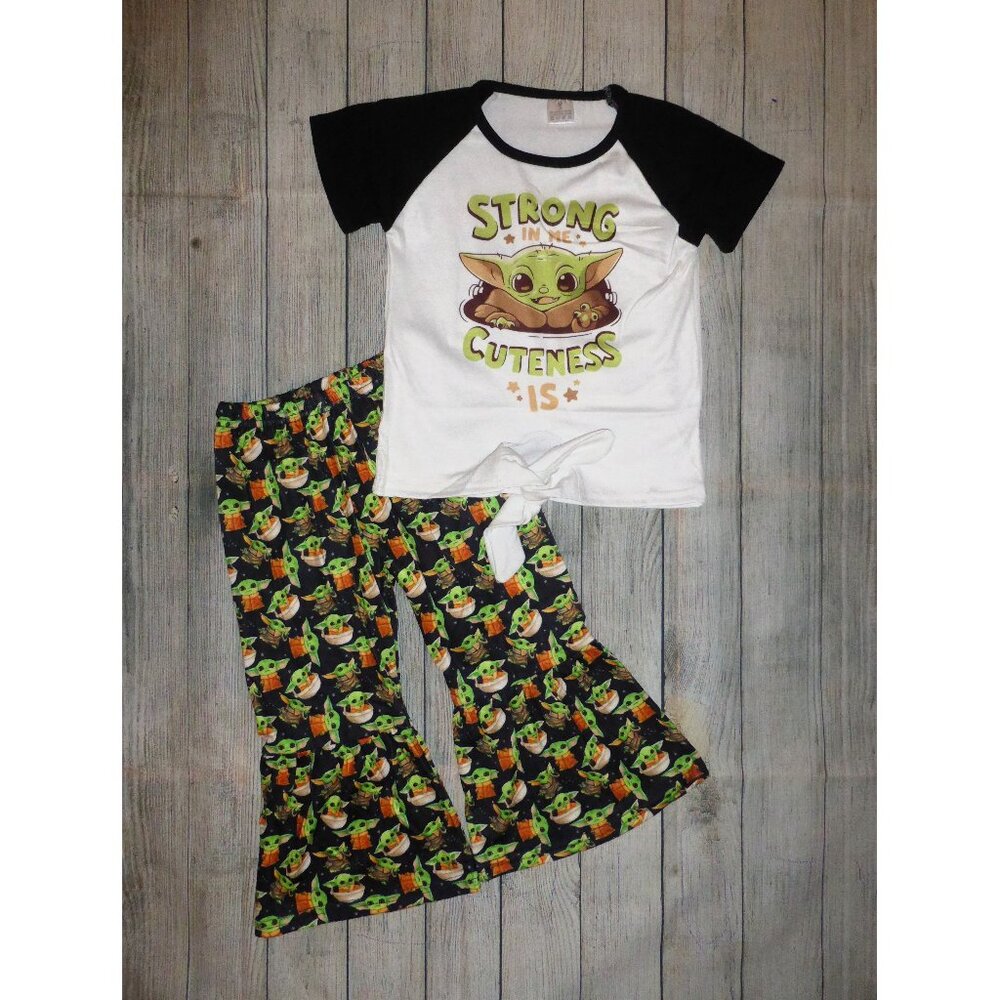 Boutique Grogu Mandalorian Bell Bottoms Girls Outfit Set
